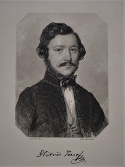 Barabás Miklós rajza után Karl Mahlknecht acélmetszete: Báró Eötvös József arcképe, 1841.